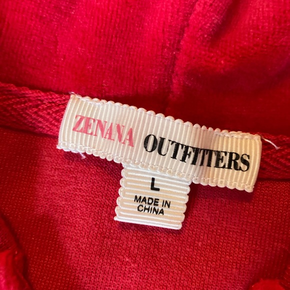 Y2k red velour zip up hoodie - Picture 5 of 7